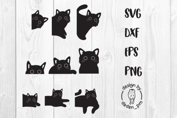 Black Cat Peeking, Cute Cat Funny Svg Graphics and Crafts