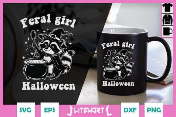 Feral Girl Halloween Raccoon Funny SVG Graphics and Crafts