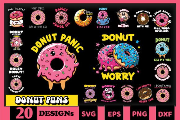 Funny Donut Puns SVG Bundle: Graphics and Crafts for Bakery Branding