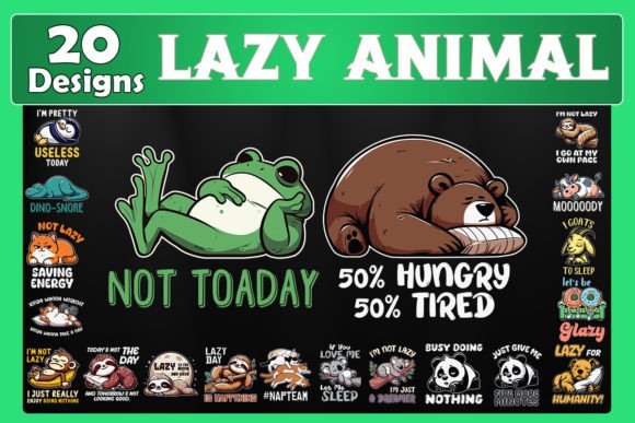 Funny Lazy Animal SVG Bundle Graphics and Crafts