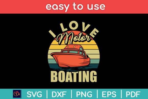 I Love Motor Boating Vintage Retro Graphics and Crafts