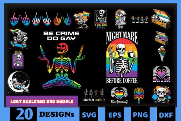 LGBT Skeleton SVG Bundle for Graphics and Crafts