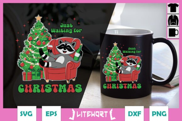 Raccoon Waiting for Christmas Funny SVG Graphics and Crafts